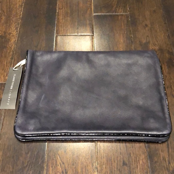 Clare V Handbags - Theory Clare Vivier Textured Navy Leather Clutch